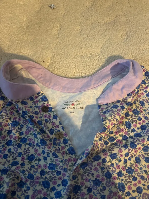 Love Shack Fancy x Morgan Lane Coast Floral Kaia PJ Top, crushed blueberries - Image 2