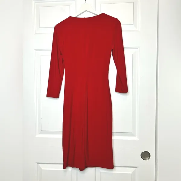 American Living Red 3/4 Sleeve‎ Ruched Sheath Dress Career Cocktail Party - Image 3