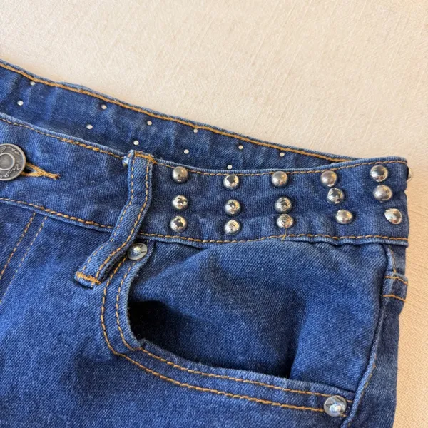 Vigoss Studded Wide Leg Jeans Womens 3/26 Blue - Image 10