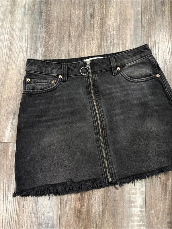 We the Free skirt jean mini skirt ZIP IT UP Free People size 26 - Image 5