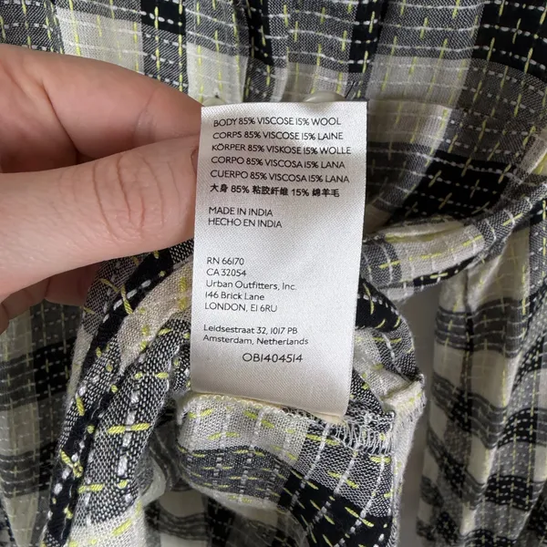 Pilcro Anthropologie Plaid Wool Blend Button Front Blouse Small Boho‎ Academia - Image 9