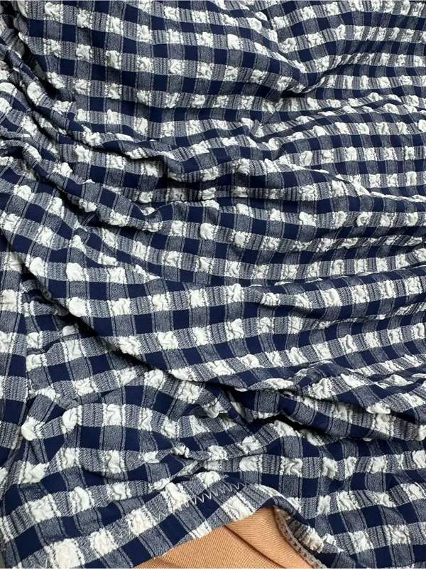 J. Crew New! Sleek Ruched Gingham One-Shoulder One-Piece Swimsuit Size 16 - Image 5