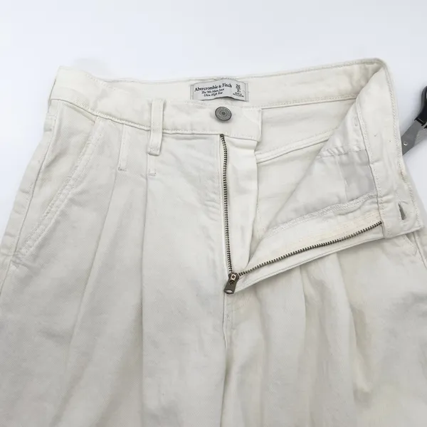 Abercrombie Fitch The 80s Mom Jean Women 26‎ White Pleated Ultra High Rise Indie - Image 7