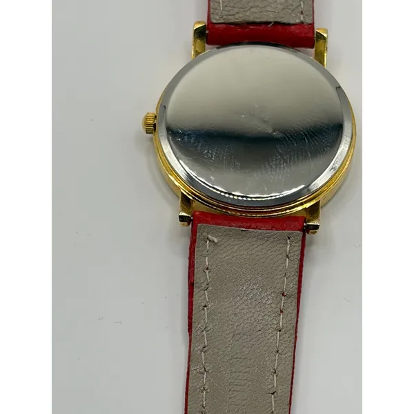Parmeni Quartz Gold‎ Tone Red Dial Leather Band Women's Watch - Image 5