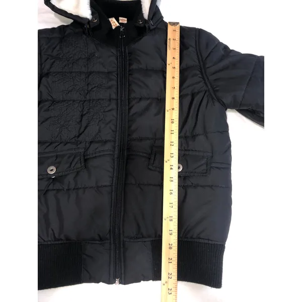 Matix Black Quilted Puffer Jacket Hooded Size M Streetwear Skater Punk Goth Y2K - Image 7