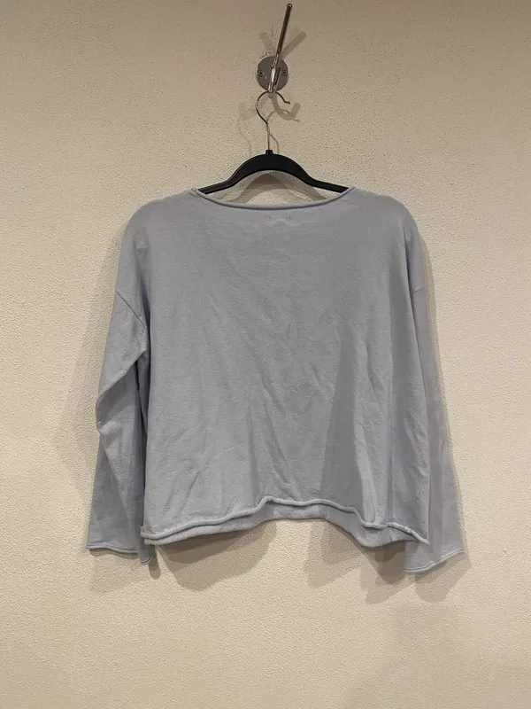 Aerie Shirt Womens S Blue Cropped Boat Neck Long Sleeve Tee Top - Image 4