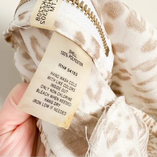 Calvin Klein White Tan leopard Animal Print Lightweight Flowy Pants sz XL - Image 10