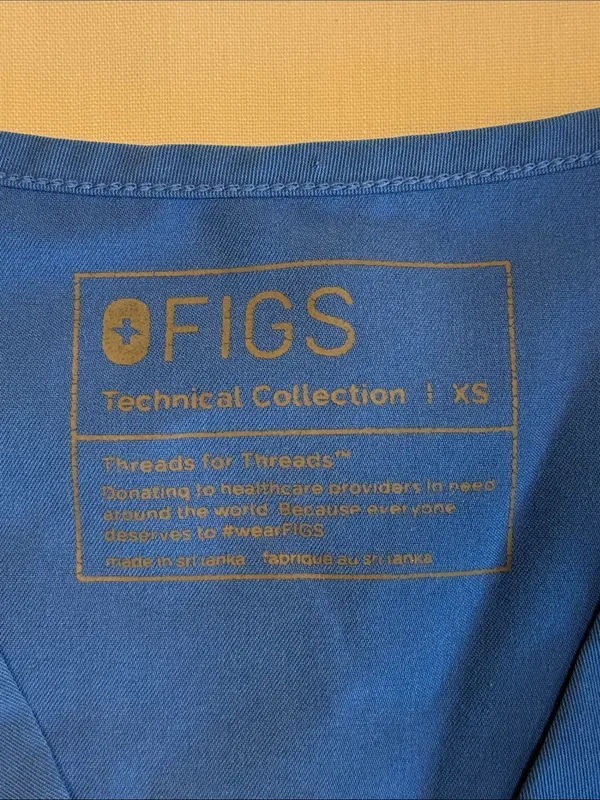 Figs Women's V-Neck Royal Blue Scrub Top Pockets Size XS - Image 2