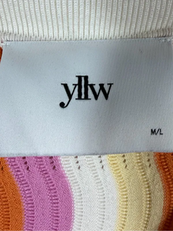YLLW the Label Orange‎ Pink Chevron Felix Knit Button Up Dress - Image 3
