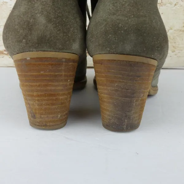 Madewell 1937 Sandstorm Suede Leather Lace-up Ankle Booties 7.5 Tan Block Heel - Image 8