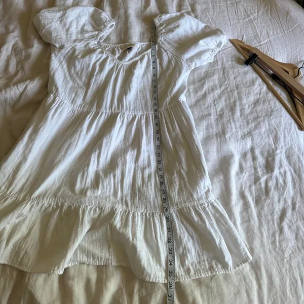 Universal Threads White Cotton Muslin Tiered Puff Sleeve Boho Mini Dress Large - Image 8