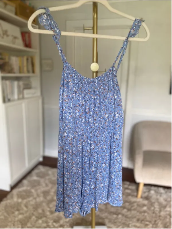 Altar’d State Blue Floral Ruffle Mini‎ Romper Cottagecore Boho Summer Romantic - Image 2