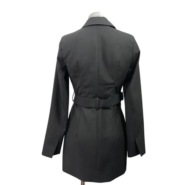 Zara Women's Black Long Sleeve Belted Notch Lapel Blazer Coat Mini Dress Size XS - Image 3