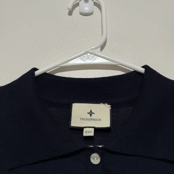 Tuckernuck Navy‎ Linen Blend Clayton Knit Polo Top Size XS/S - Image 3