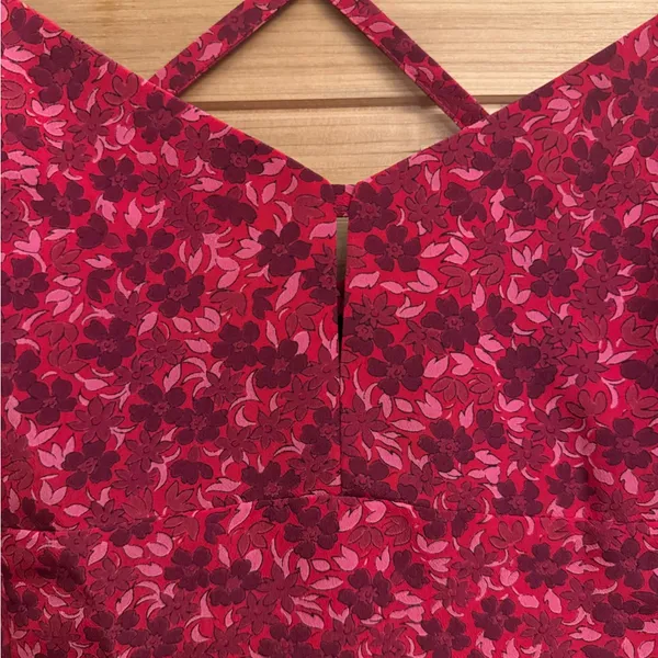 Y2K Express Large Pink Ditsy Floral Strappy Keyhole Mini Dress Romantic Party - Image 6