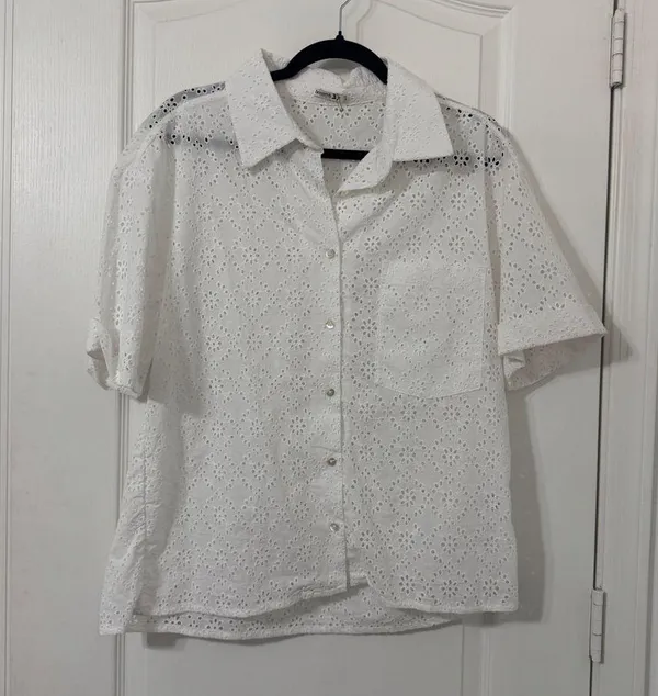 HOUSE OF CB 'Carrie' White Broderie Anglaise Shirt NWOT Size S - Image 5