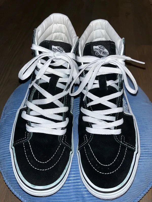 Vans Sk8 Hi Bolt Blue Tile Print High Top Sneakers Mens 9 Womens 10.5 - Image 8