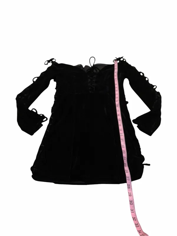 NBD black lace up Olivia velvet dress - Image 3