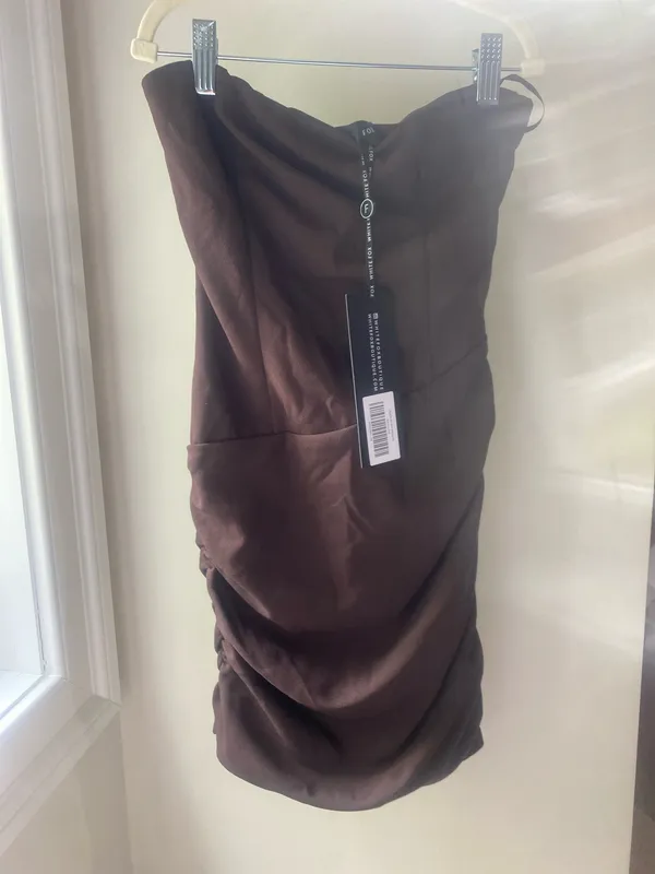 White fox brown mini dress - Image 3