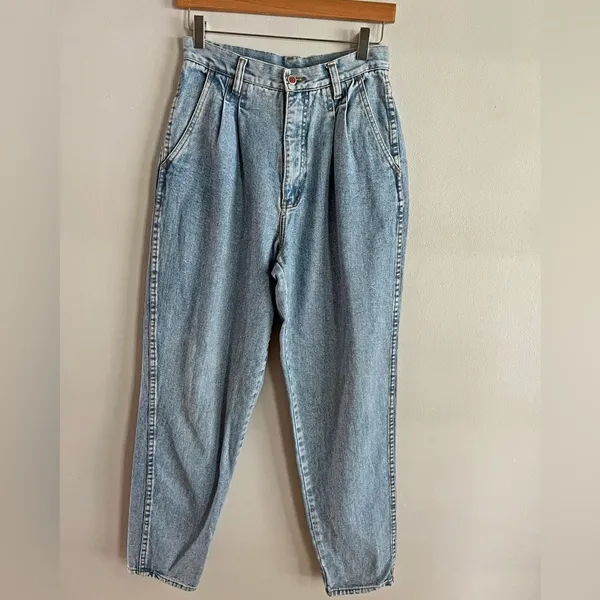 Vintage Bill Blass Pleated High Rise Tapered Mom Jeans Light Wash 80s 90s XS-S - Image 14