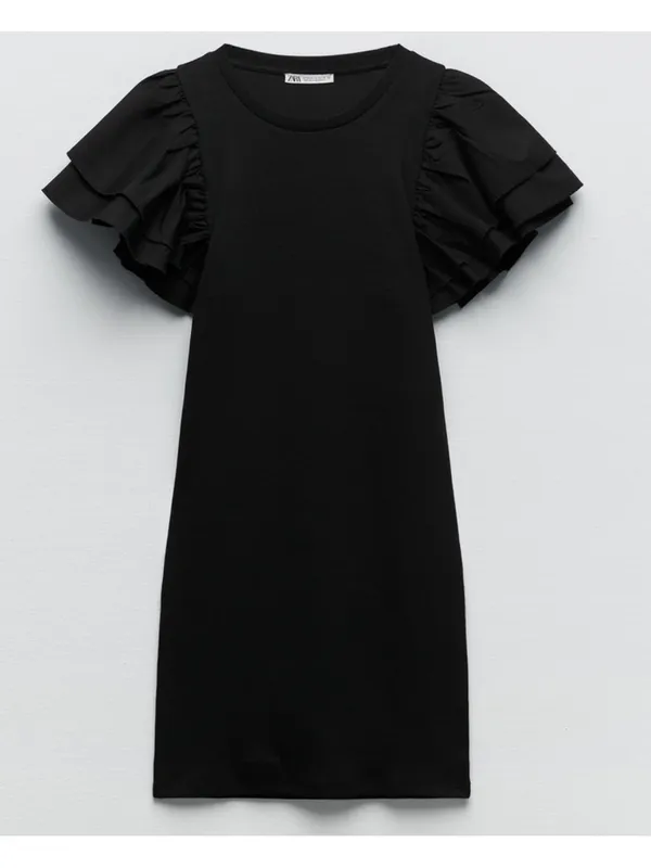 $70 NWOT Zara ribbed ruffle sleeve mini dress, S - Image 5