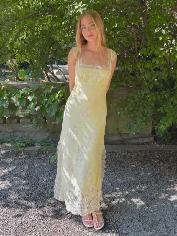 NWT Hill House Alba in Yellow White Lace Maxi Dress XS - Image 9