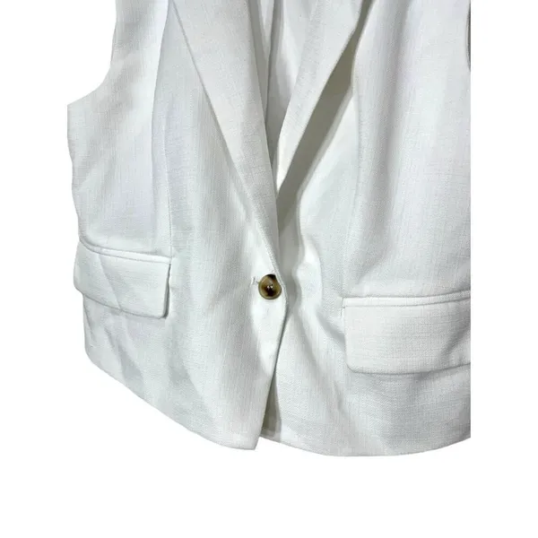 Commense White Sleeveless‎ Vest Blazer Size L - Image 3