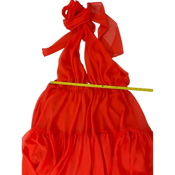 Bardot XL Orange Maxi Dress NWT - Halter Backless Formal Dress Defect Zipper 54" - Image 5