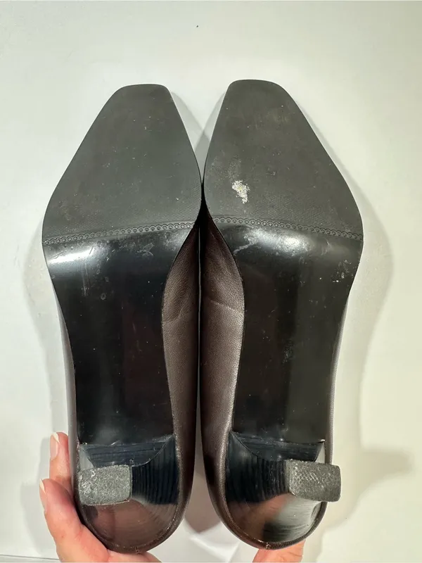 David Tate Brown Leather Square Toe Pumps Heels Women’s 7.5 SS Super Slim - Image 11
