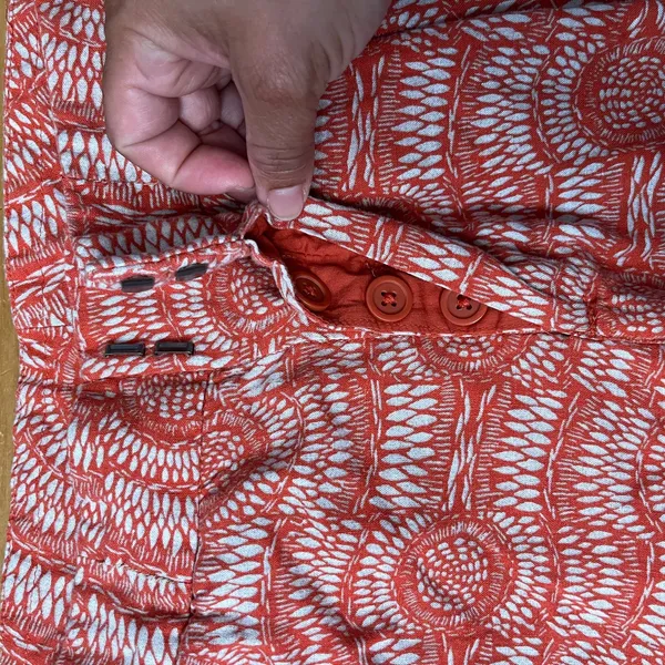 Free People Women's Linen Blend Orange Printed‎ Ankle Boho Summer Pants Size 6 - Image 3