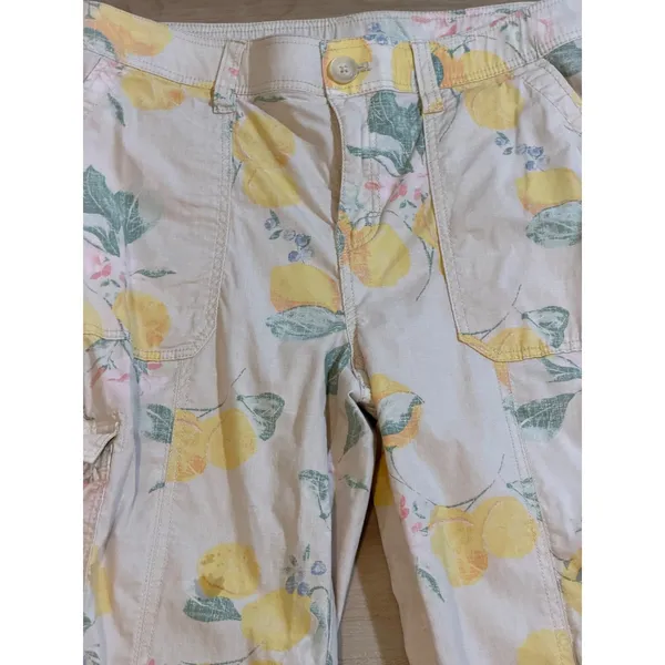 Chico's So Slimming Lemon Print Crop Cargo Pants 4 S Women Fruit Floral Casual - Image 6