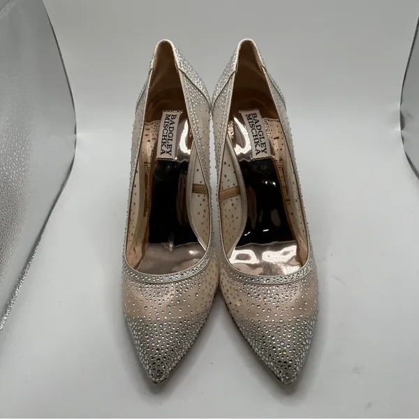 NWB badgley mischka size 8.5 heel Weslee Crystal Embellished Evening Shoe bling - Image 5