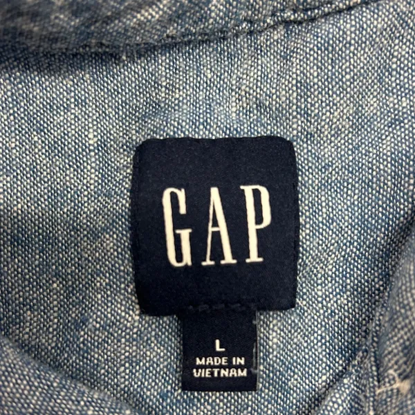GAP Womens Blue Linen Blend Chambray Style Long Sleeve Button Down Shirt Large - Image 3
