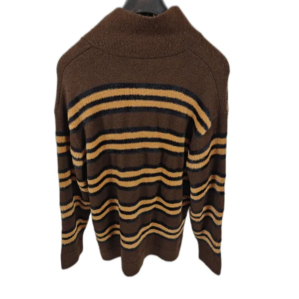 Men’s Zara Striped Polo Sweater Brown XL - Image 2