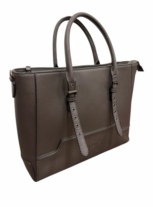 Laptop Travel Tote Bag Granite Grey Saffiano Eco Leather 15.6in Size Large - Image 2