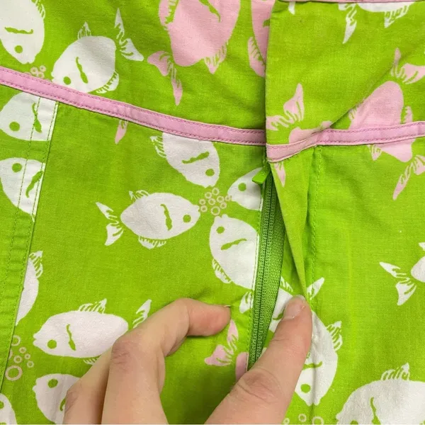 Lilly Pulitzer Vintage 90s Green Floral Mini Skirt Womens 8 Mod Retro Skort Pink - Image 6
