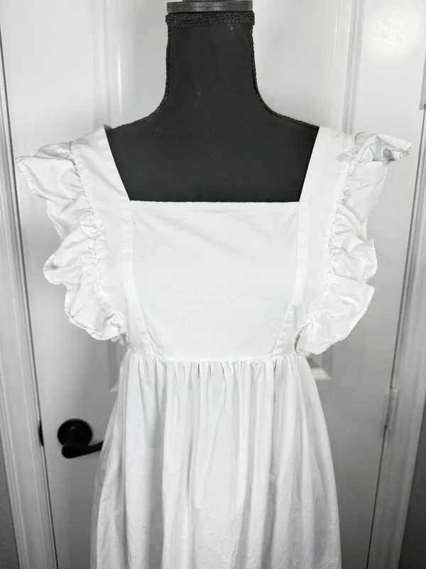 Scoop White Ruffle Strap Tiered Tie-Back Midi Dress, Size M (8-10) - Image 3