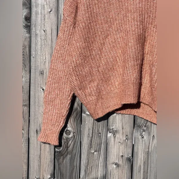 Aerie chunky knit sweater in a light brown or burnt orange color - Image 7