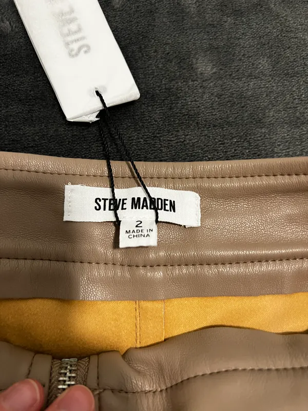 Steve Madden Ida Faux Leather Mini Skirt in Mocha - Image 4