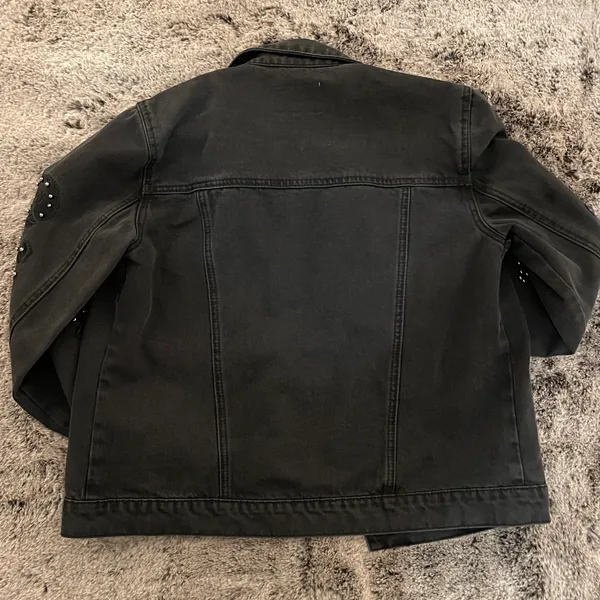 Francesca's Velvet Heart Black Denim Jacket - Image 3