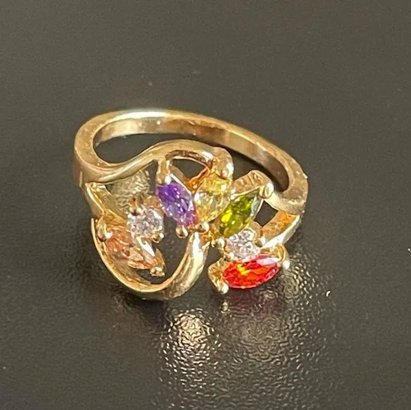 Multicolor stone 18k gold plated ring size 4.5 - Image 2