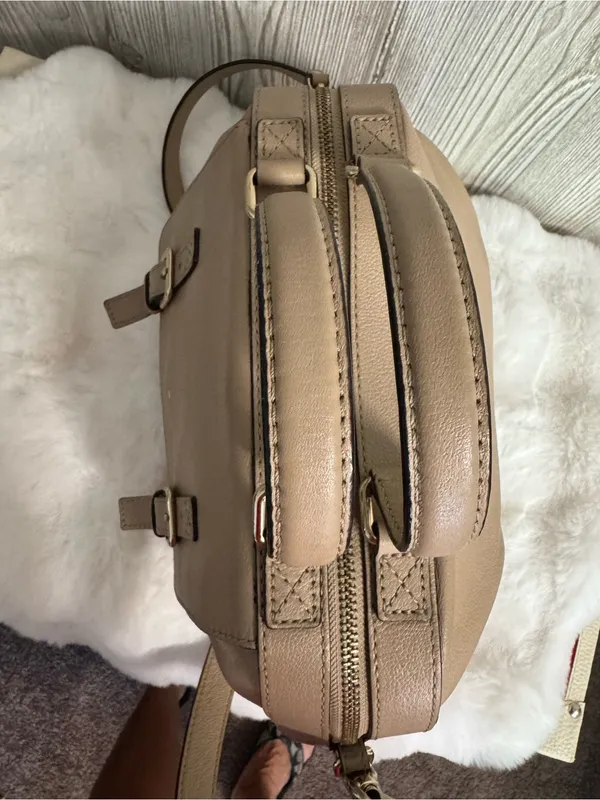 kate spade taupe leather satchel with buckled flap- Allen Street Raquelle - Image 5