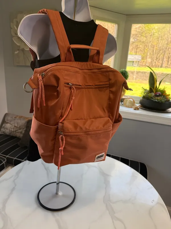 Urban Originals Coral Satin Backpack with Multiple Zips - Image 2