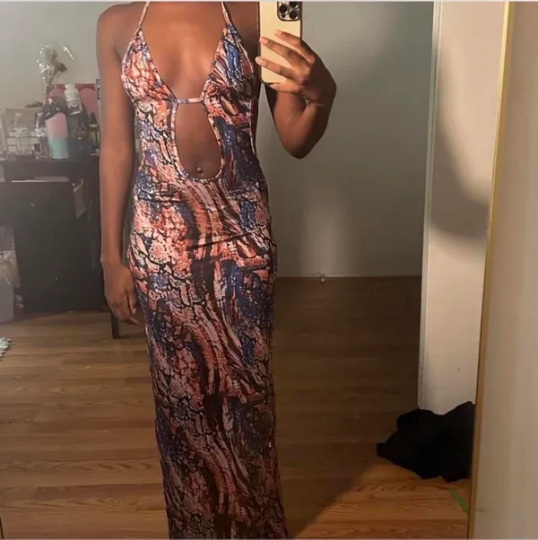 SheIn Marble Print Maxi Dress - Image 3