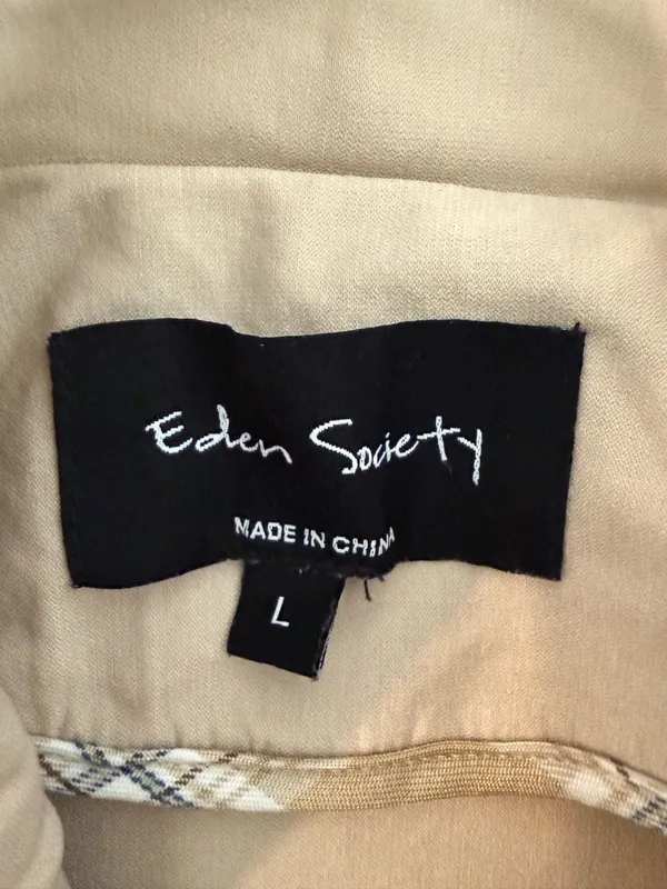Eden Society Beige Utility Cargo Jacket Size Large Tan - Image 3