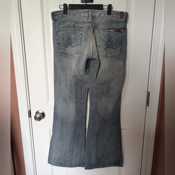 7 FOR ALL MANKIND "A" Pocket Jeans Mid Rise W32 Medium Wash USA Made - Image 2