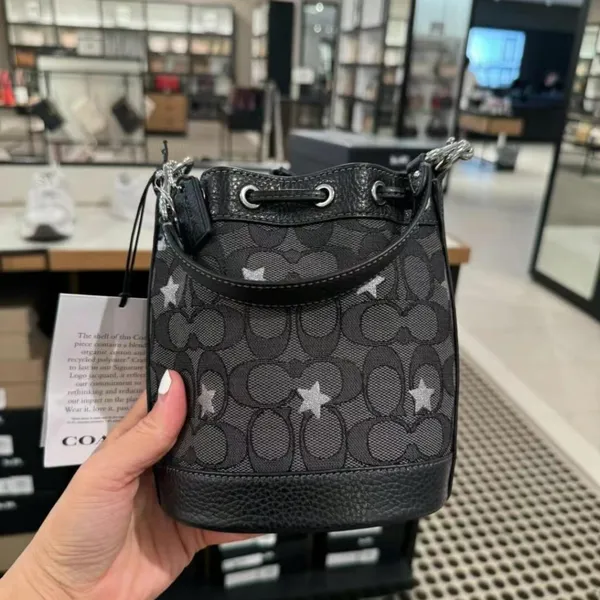 coach Mini Dempsey Bucket Bag In Signature Jacquard With Star Embroidery cp015 - Image 2
