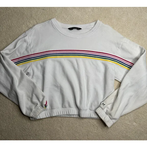 Abercrombie: Rainbow Striped Cropped Sweatshirt - Image 4