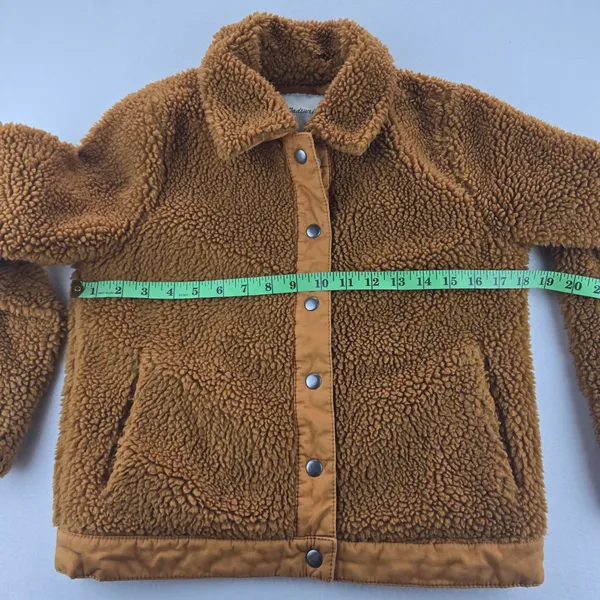 Madewell Sherpa Portland Jacket In Gold Peckan Snap Button‎ Brown XS - Image 10
