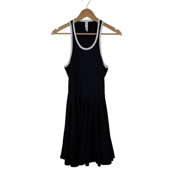 Daily Practice Anthropologie Cutout Fit and‎ Flare Dress Small Black Ribbed Knit - Image 2